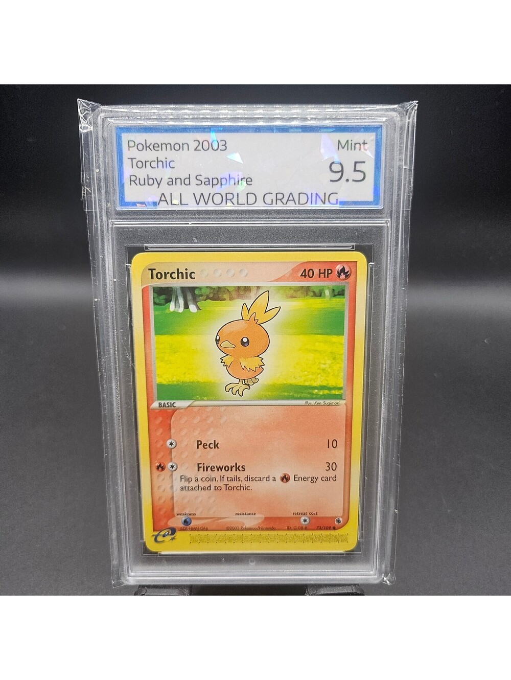 2003 Pokemon Ruby and Sapphire Torchic Trading Card Graded Mint 9.5
